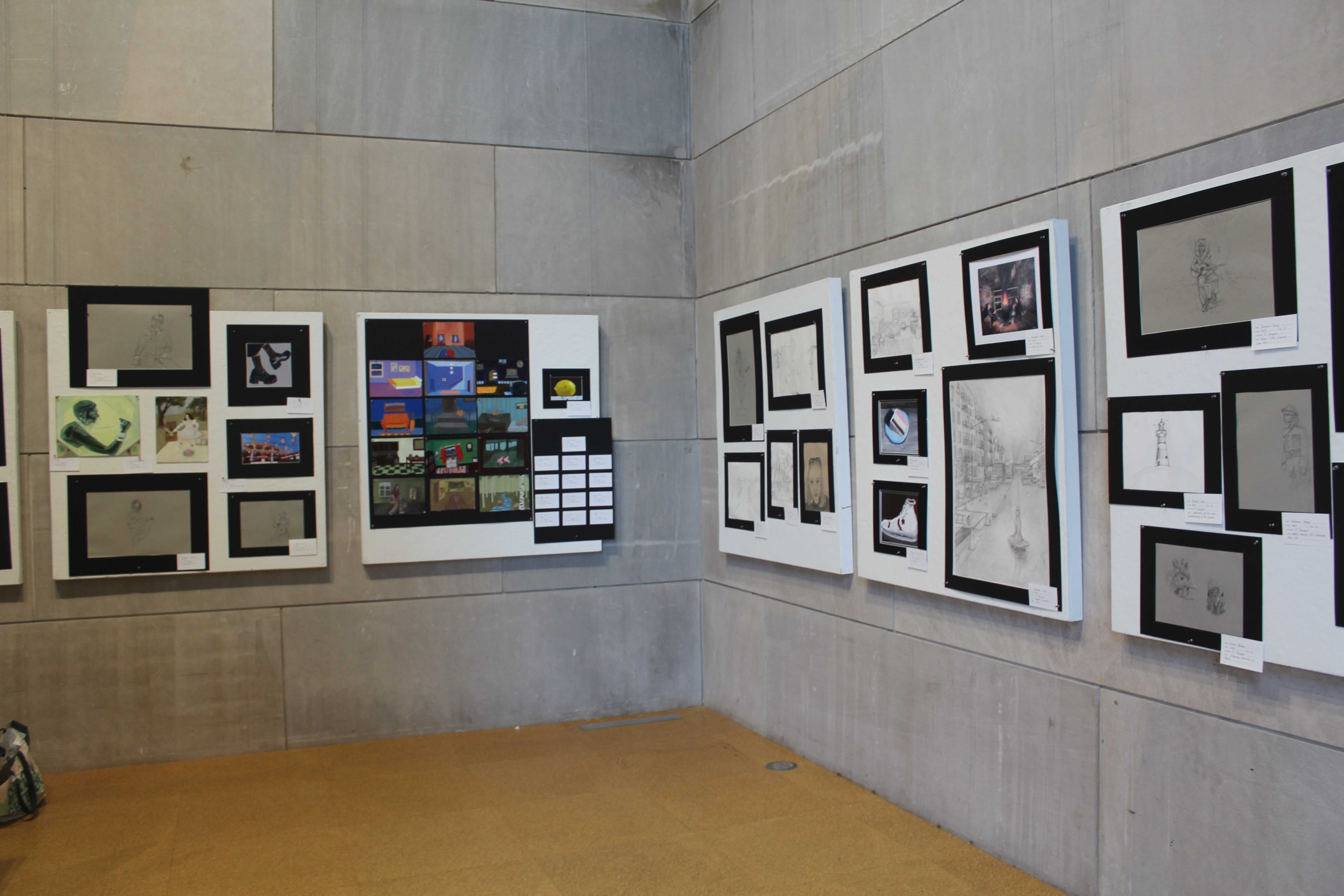 Student artwork is on display, ready for the upcoming art show